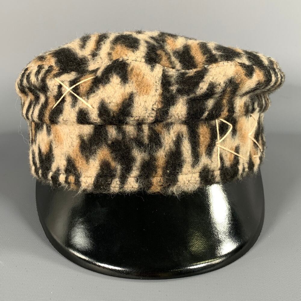 RUSLAN BAGINSKIY Tan Black Leopard Wool Hats